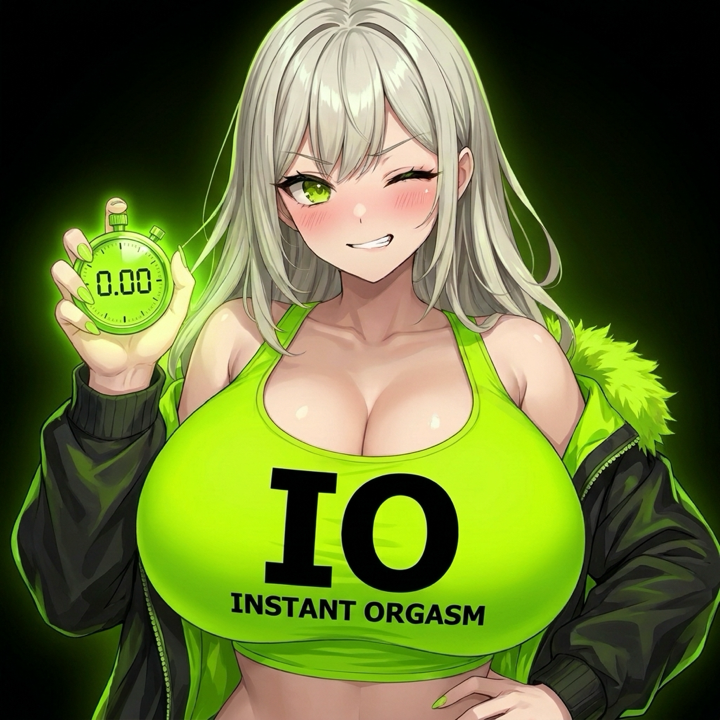 Io, the $IO mascot: a silver-haired anime girl in an acid green IO top